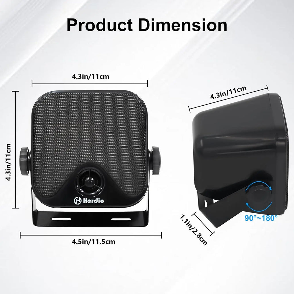 Herdio 4 Inch Heavy Duty Waterproof Boat Marine Box Outdoor Speakers Surface Mounted For Skid Steer ATV UTV RZR Golf Cart Boat