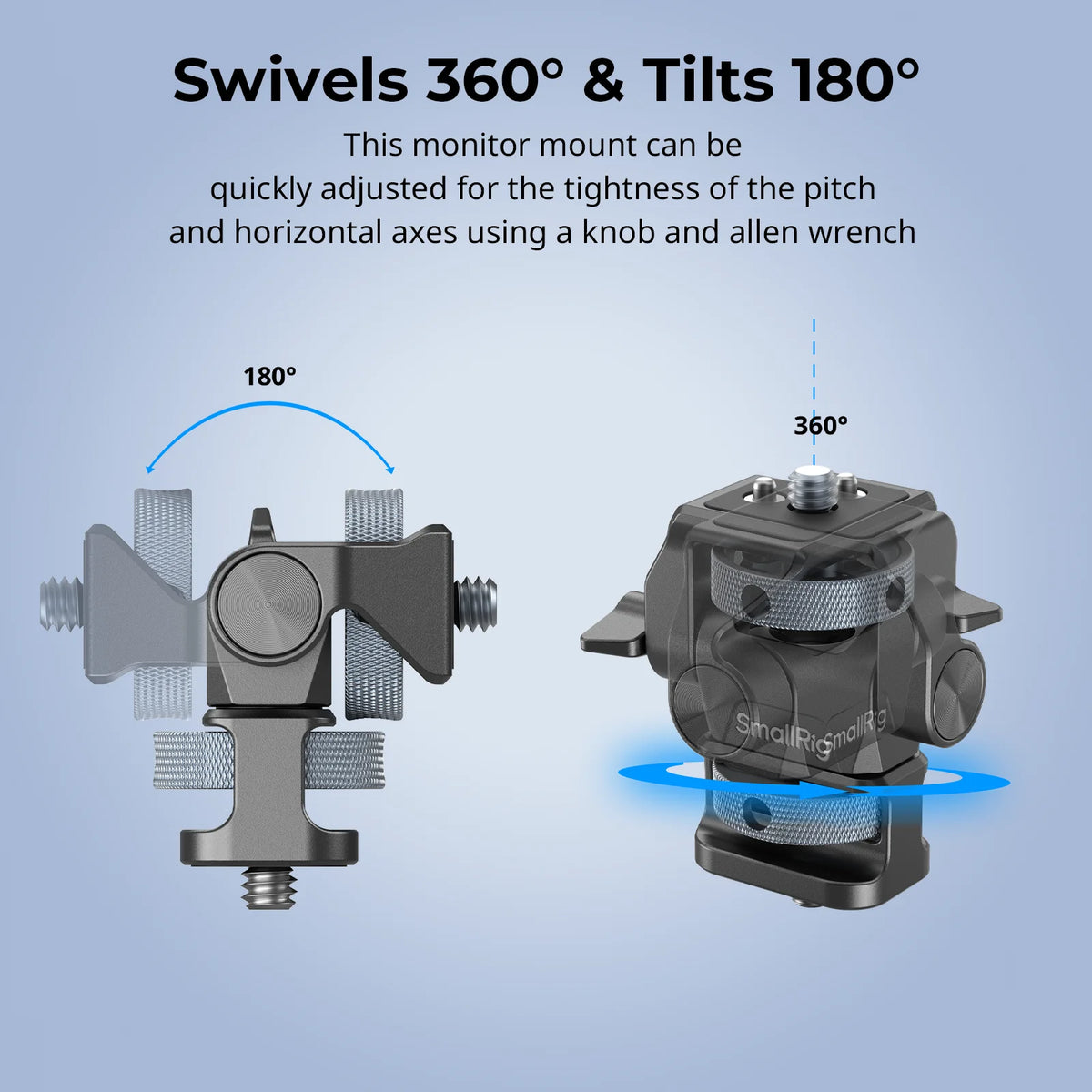 SmallRig Swivel and Tilt Adjustable Monitor Support with 1/4"-20 Screws Seamless Adjustment Monitor Mount Ultimate Stability