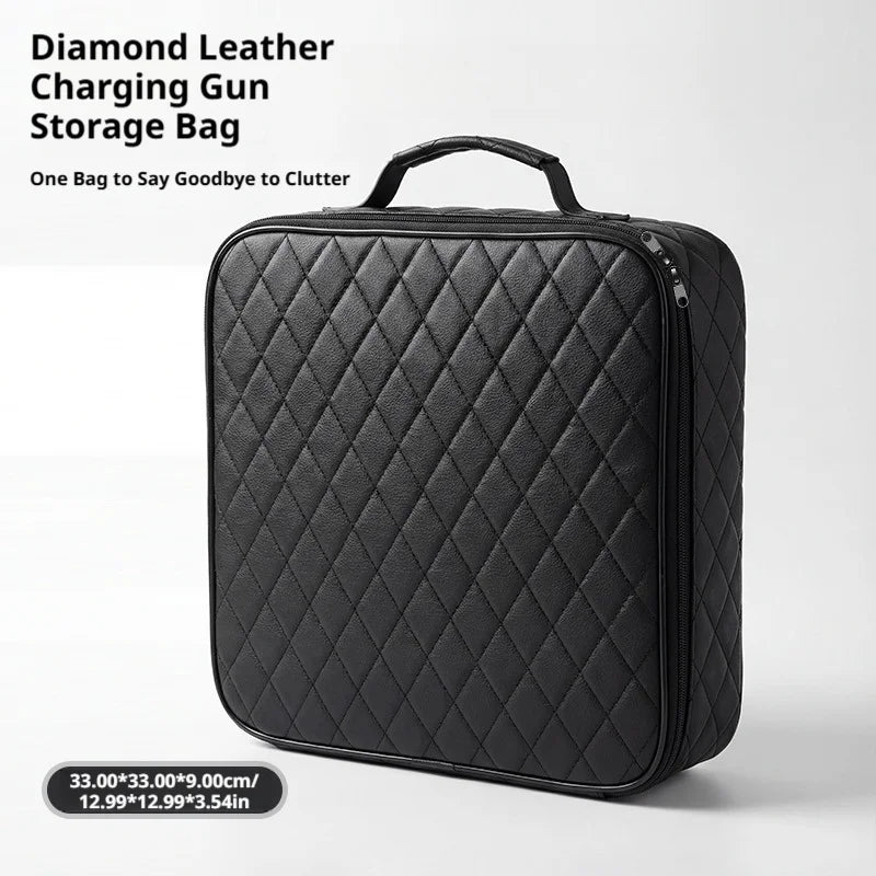 Waterproof Portable EV Charger Cable Storage Bag for Electric Vehicle Charging Gun Organizer Tool Case Auto Rechargeable Handbag