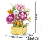 Rose Eternal Flower Basket Potted Plants Mini Particle Building Block,DIY Sunflower Flower Ornament Assembled Toy,For Kids Gifts
