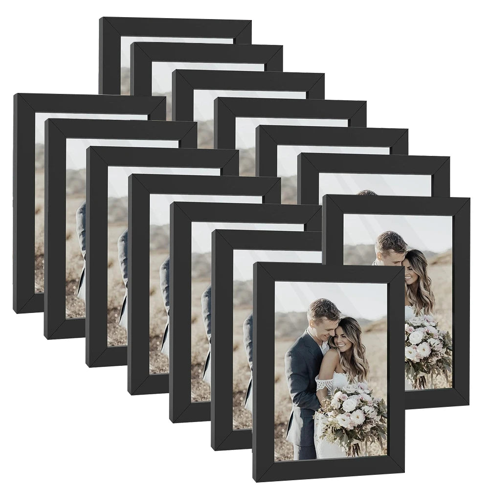 14pcs 4x6 Inch Wooden Picture Frames No Mat, Tabletop or Wall Display for Photos