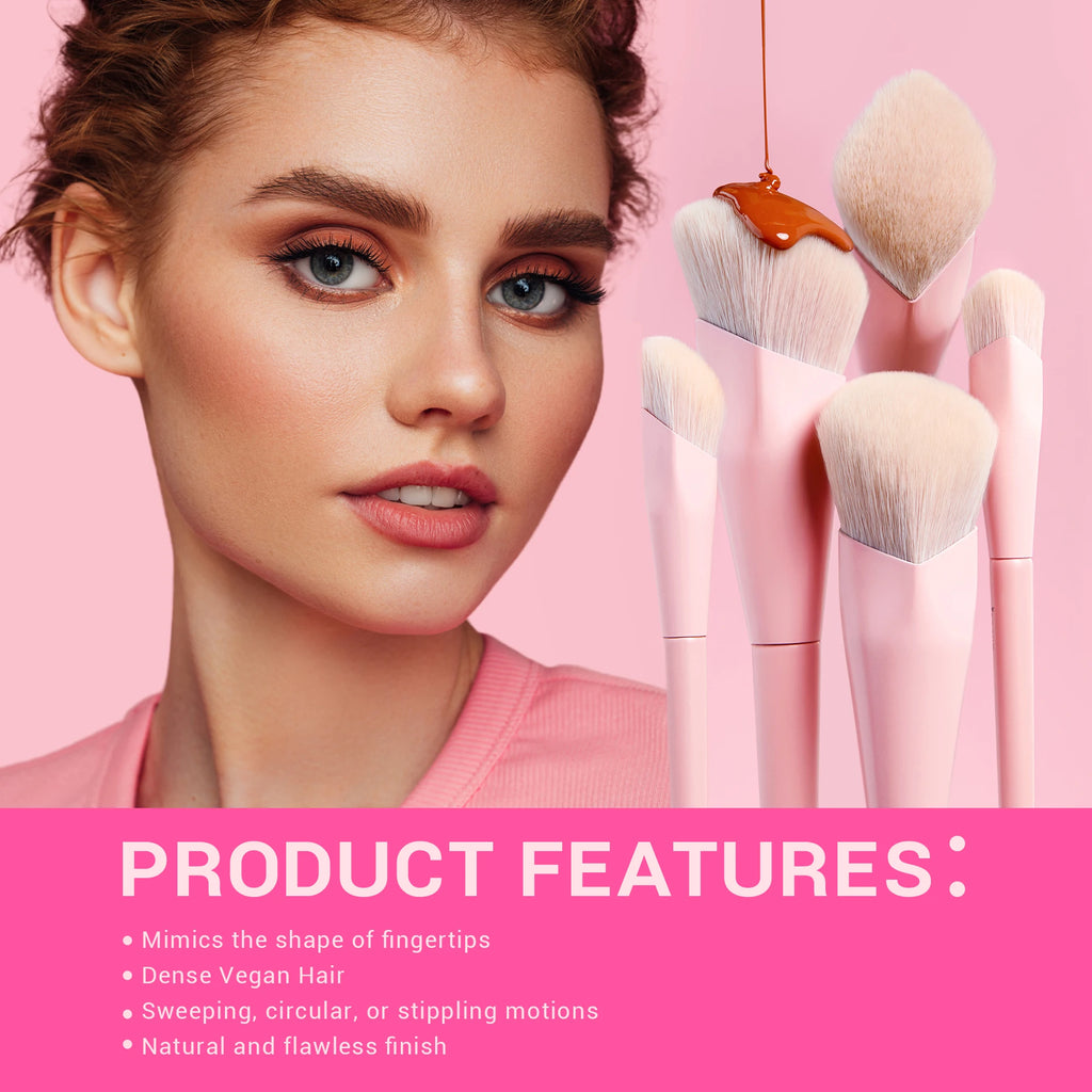 Jessup Makeup Brush Set 14pcs Pink Vegan Brushes for Foundation Blush Eyeshadow Powder