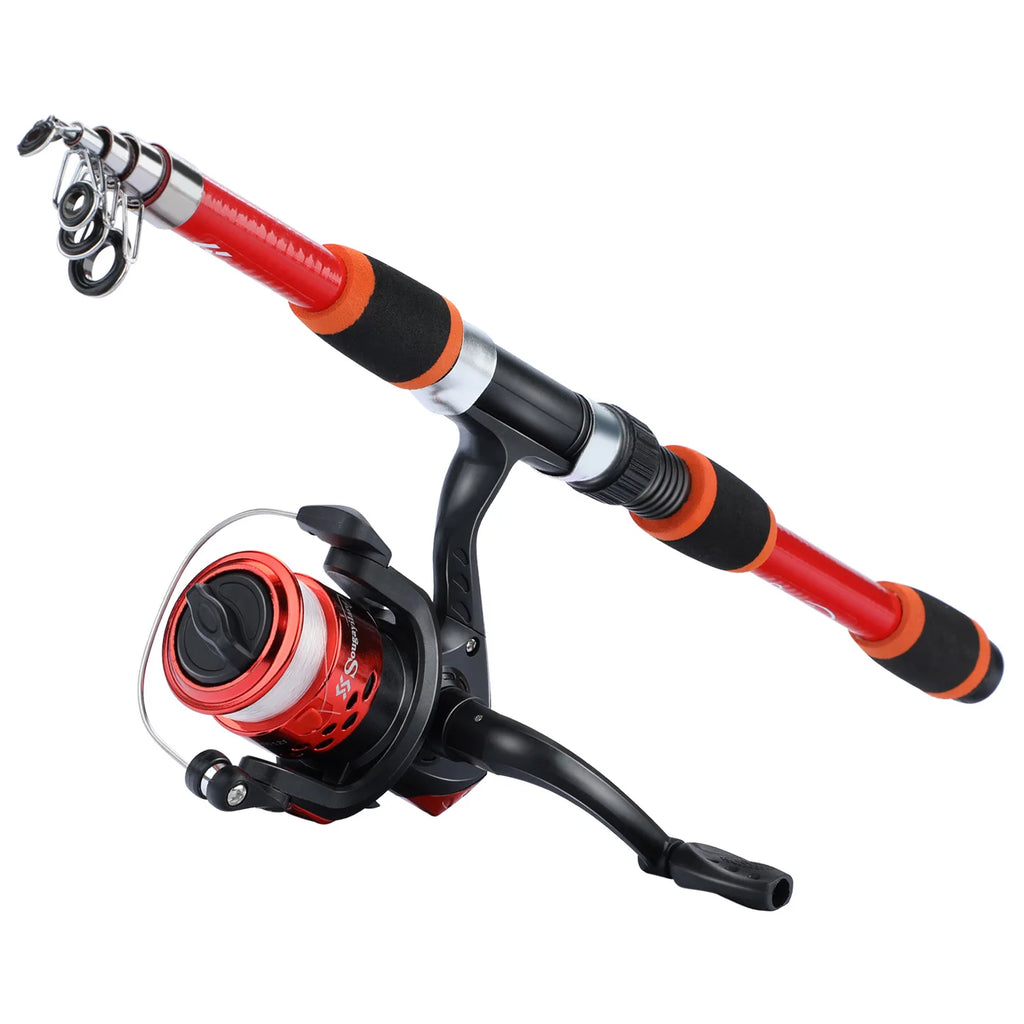 Sougayilang Spinning Fishing Rod and Reel Combo1.8M Telescopic Rod with 5.2:1 3BB Fishign Reel Max Drag 5kg Full Fishing Kit