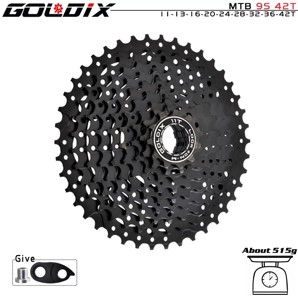 GOLDIX Black MTB Cassete 8/9/10/11/12 Speed 40/42/46/50/50T K7 8/9/10/11/12v Bicycle Freewheel Bicycle Sprocket for Shimano/SRAM