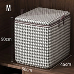 Houndstooth Storage Bag Large Capacity Folding Clothes Portable Wardrobe Sorting Clothes Storage Box With Handle For Bedding