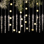 Transparent Acrylic Icicle Christmas Ornaments Xmas Tree Hanging Pendant Crystal Twisted Icicle Snowflake Home Party Decoration
