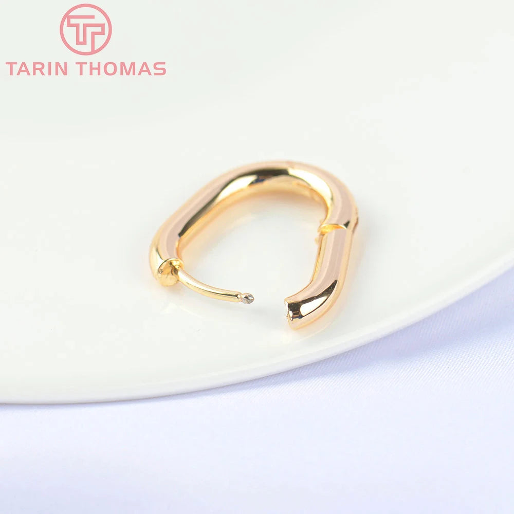 (5562)4PCS 16x20.5MM 24k Gold Color Brass Oval Earrings Hook DIY High Quality Jewelry Making Findings Accessories Wholesale