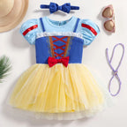 Infant Baby Girl Jumpsuit Dress Little Girl Princess Romper Dress With Headbands Kids Clothes Size 70-80-90-100
