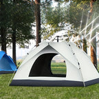 Pop-up camping tent silver small 3-4 person 2-door, optional 2 windows, 60-second setup