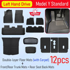 Floor Mats for 2026 2025 Tesla Model Y RWD AWD Trunk Mats Cargo Liner Frunk Backrest Mat Pads Accessories (Standard Models Only)