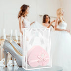 10Pcs Clear Plastic Gift Bag with Die Cut Handles Reusable PP Flower Bag with Ribbon for Wedding Bridal Birthday Party Business