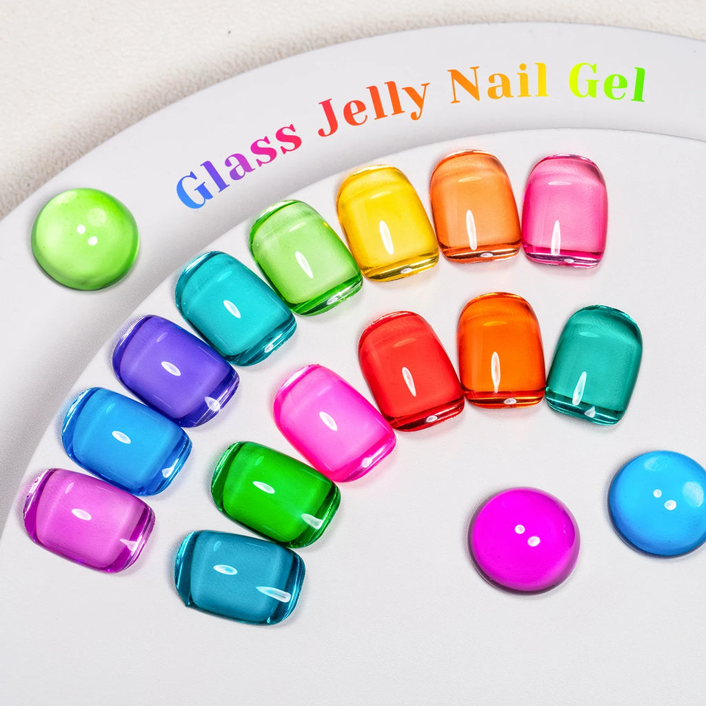 Jelly Gel Nail Polish Set 8pcs x 10ml Semi-Transparent Red Purple UV/LED Soak Off