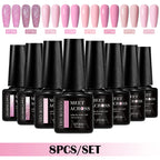 MEET ACROSS Gel Nail Polish Set 8pcs x 7ml Brown Red Pink UV LED Soak Off HEMA/TPO Free