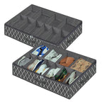 1 Piece Under Bed Shoe Storage Organizer, can accommodate 12 to 16 pairs of shoes, with transparent window, breathable, foldable
