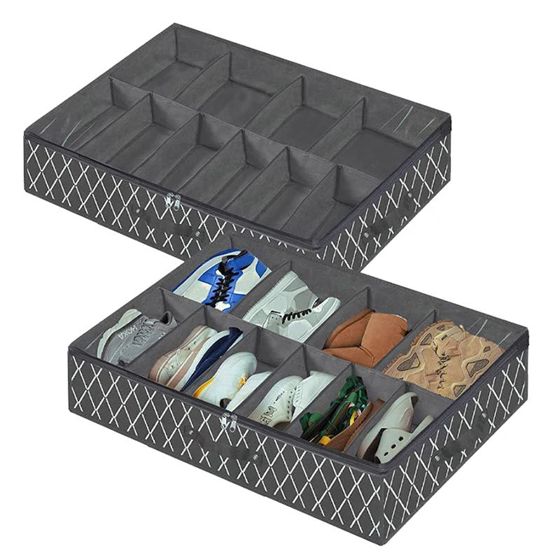 1 Piece Under Bed Shoe Storage Organizer, can accommodate 12 to 16 pairs of shoes, with transparent window, breathable, foldable