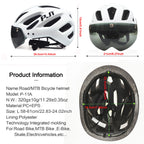 PJT New LED Bike Helmet With Sun Goggle Visor Rechargeable LED Men Bicycle Helmet Sunglasses Shield Road MTB Cycling Helmets
