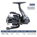 TSURINOYA METIS 1000 2000 3000 Spinning Fishing Reel 8kg Drag Lure Reel Lightweight 8+1 Bearings Bass Saltwater Fishing Coil