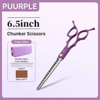 Fenice 6.5 Inch Colorful Straight Curved Thinning Chunker Shears Beginner Friendly Scissors Kit for Practice &Home Groomer Us
