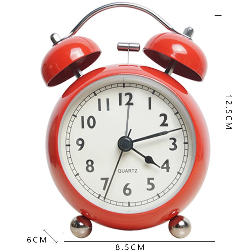 1pc Retro Creative Metal Bell Alarm Clock, Desktop Simple Clock Silent Luminous Quartz Table Clock