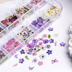 12 Grids Flower Wood Pulp Chips Epoxy Resin Filling Rose Iris Vetiver Flower Butterfly Shape Decorative Paper Flower DIY Crafts