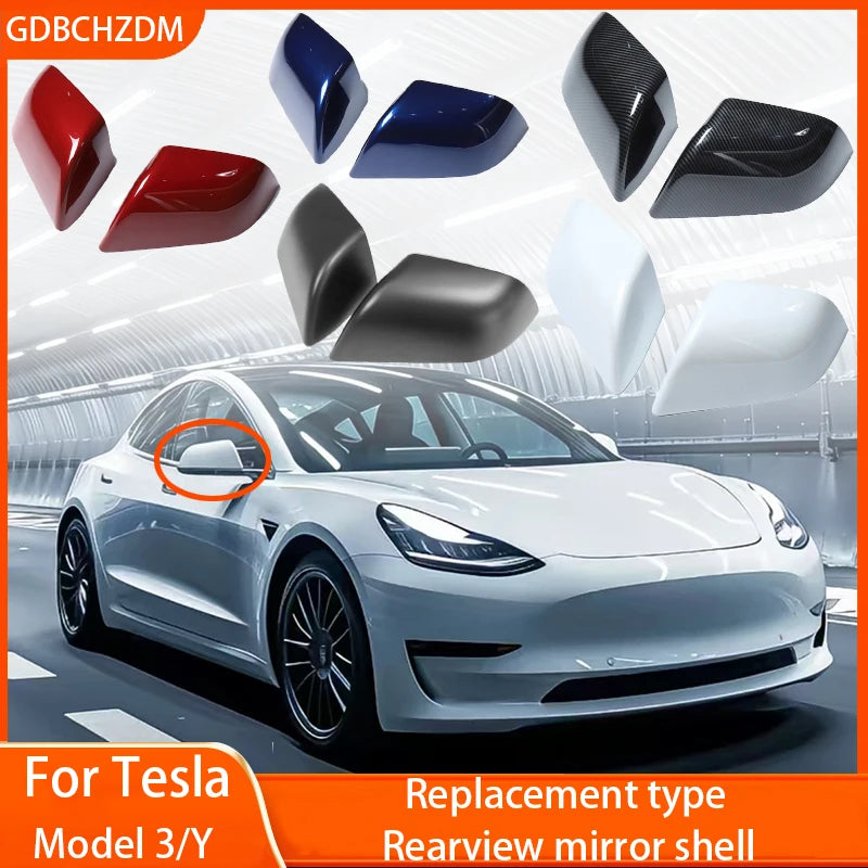 Rearview Mirror Cover Caps for Tesla Model 3 2017-2024 / Model Y 2020-2024, Color Options