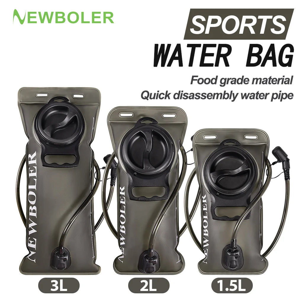 NEWBOLER Hydration Water Bladder Reservoir Bag, PEVA, 1.5L 2L 3L, Transparent/Grey