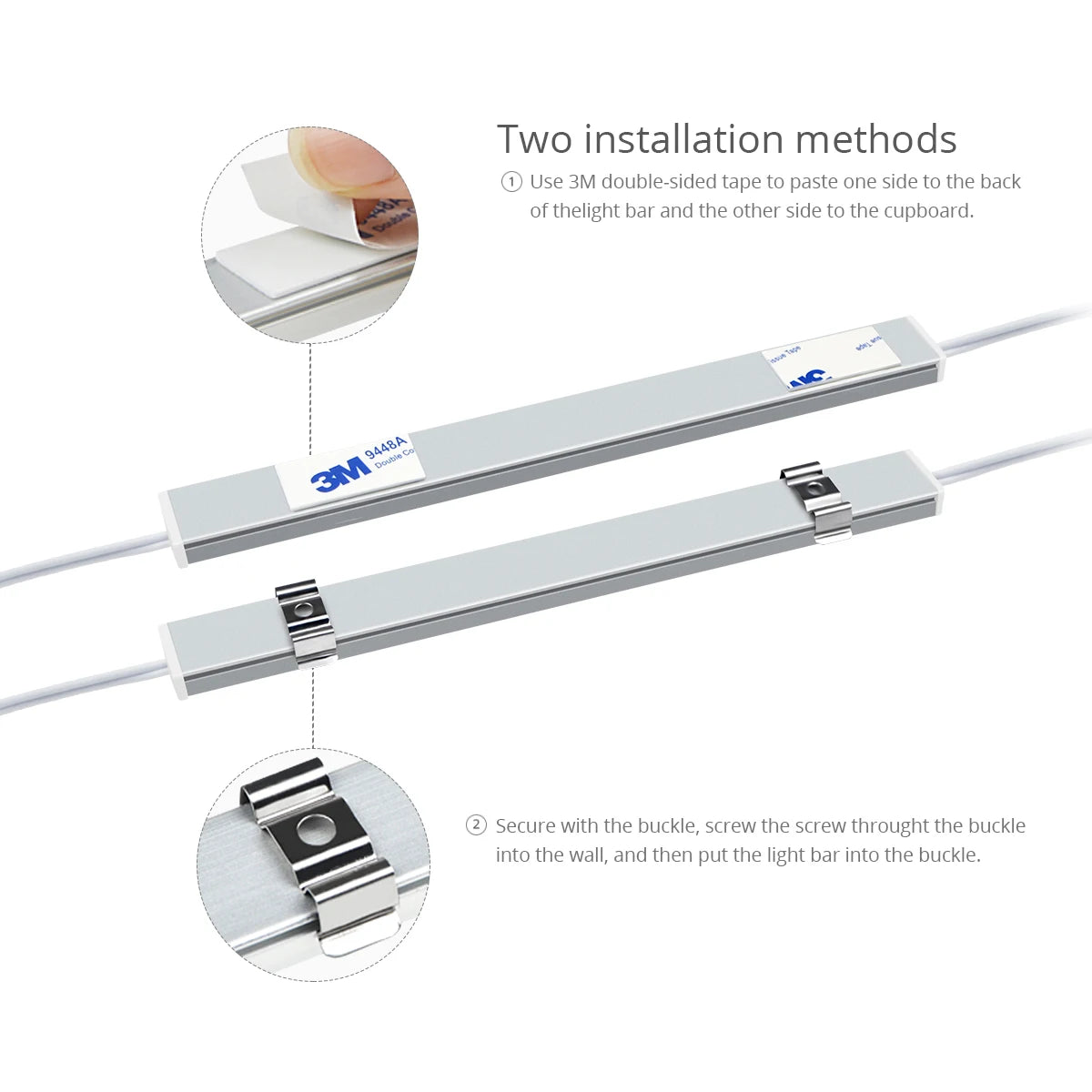 Kitchen Under Cabinet Sensor LED Lighting Kit Linkable LED Bar Light Hand Sweep Dimmable Switch Counter Shelf Workbench Closet