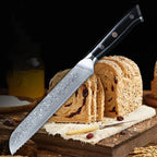 8-inch serrated bread knife Japanese Damascus steel VG10 chef's knife Super sharp kitchen knife for cutting bread and cake knife