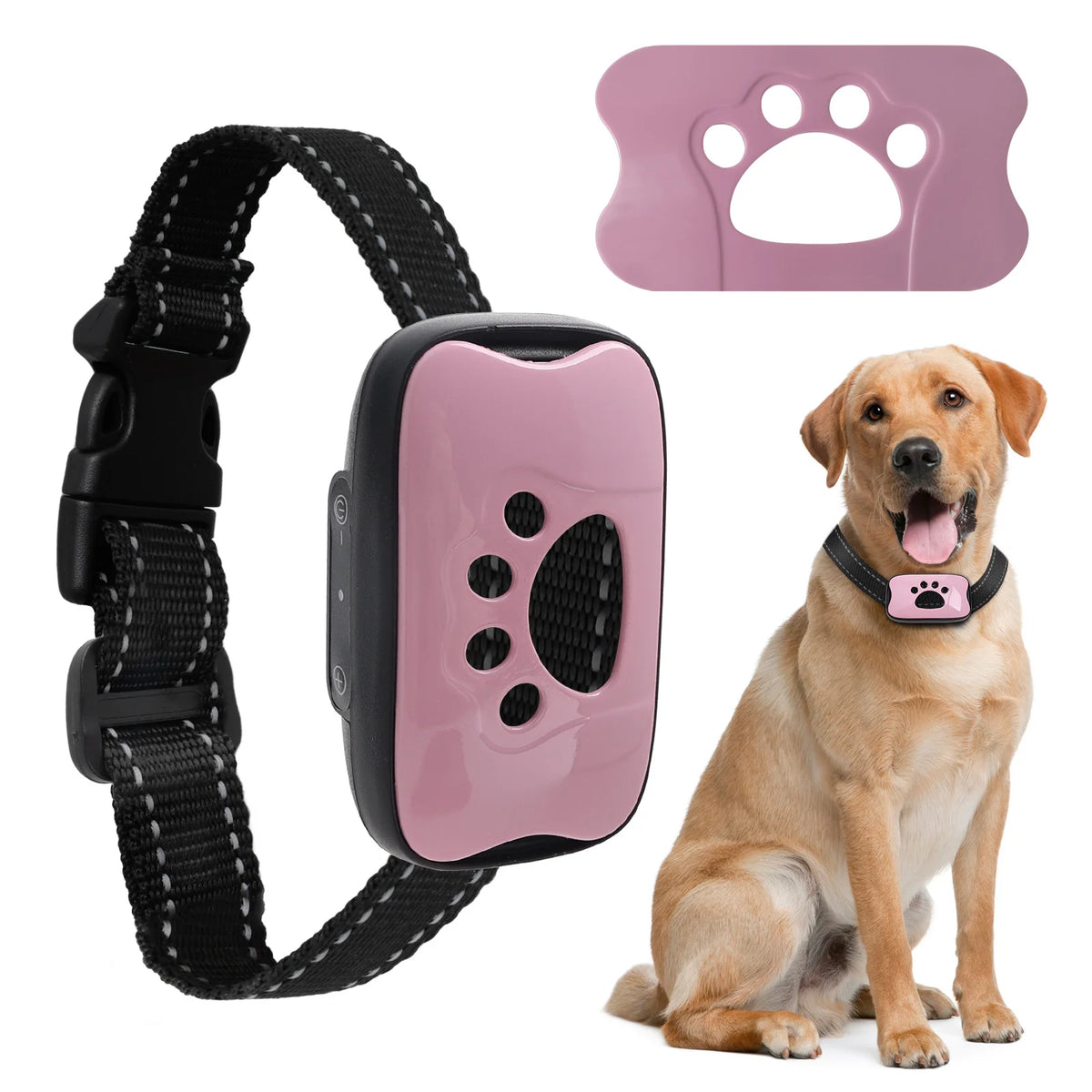 Dog Anti Bark Collar Ultrasonic + Vibration Training Device, USB Rechargeable, Multiple Colors