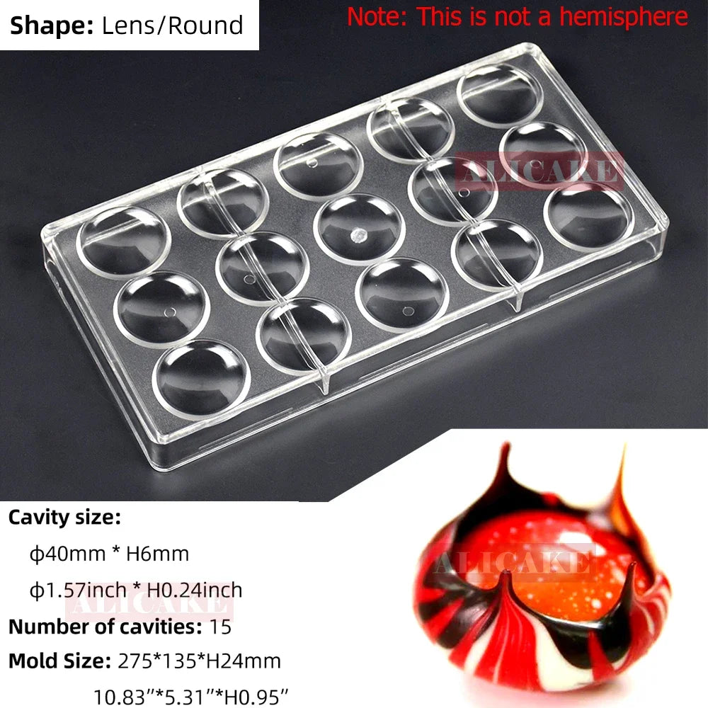 Volcano Chocolate Mold 15 Cavity Polycarbonate Chocolate Moulds PC Candy Bonbons Forms Confectionery Baking Tools