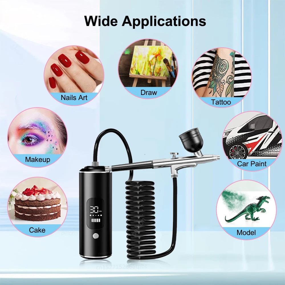 Airbrush with Compressor Handheld Spray Gun for Painting Crafts Mini Spray Gun USB Rechargeable Airbrush Portable Sprayer Gun