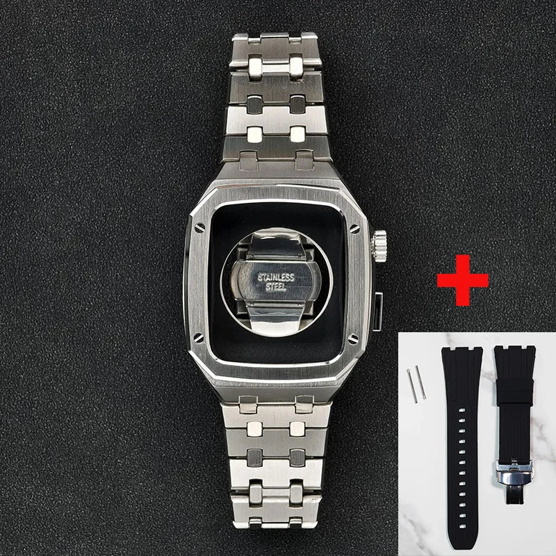 Luxury Stainless Steel Mod Kit for Apple Watch 11 10 9 8 7 46MM 44/45mm Metal Bezel Frame for iWatch 6 5 4 3 SE 40/41mm Band Set