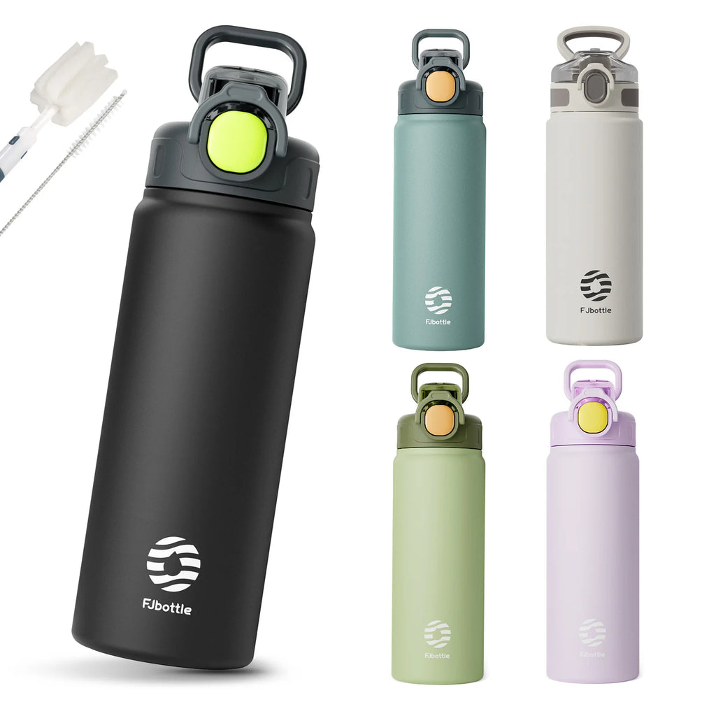 FEIJIAN Thermos Bottle with Straw 600ml 720ml Stainless Steel Thermal Cup Car Insulated Flask Water Tumbler for Outdoor Sports