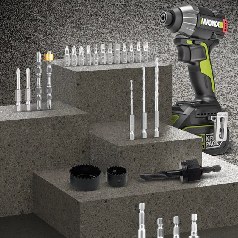 Worx WA1626 WA1626.1 WA1149 Drill Bits Set with Phillips Hexagon Torx Extend Rod Twist Sleeve Hole Bit