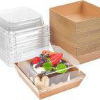 50/100PCS Square Bread Packing Box Sandwich Box with Transparent Lid Cookie Box Swiss Roll Packaging Box Birthday Party Supplies