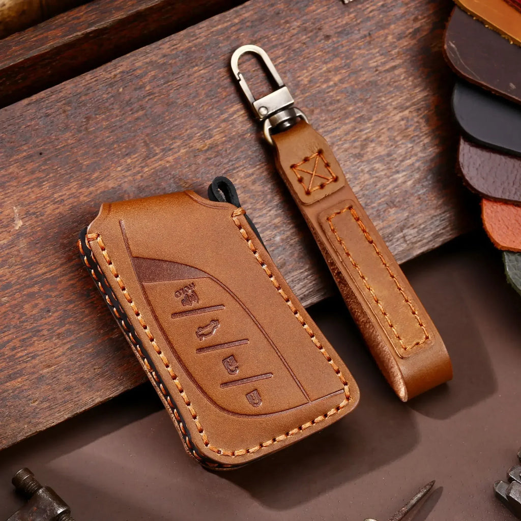 Luxury Car Key Case Cover Leather Fob Protector for LFA Lexus Ux Ux200 Ux250h Es200 Es300h Keyring Holder Accessories Keychain