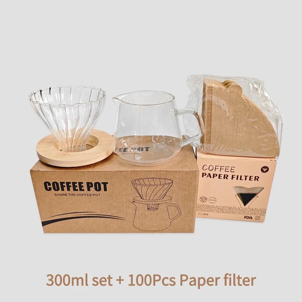 Punana 600ml Pour Over Coffee Maker Set Glass Carafe Coffee with Glass Coffee Filter Drip Coffee Maker Set for Home or Office
