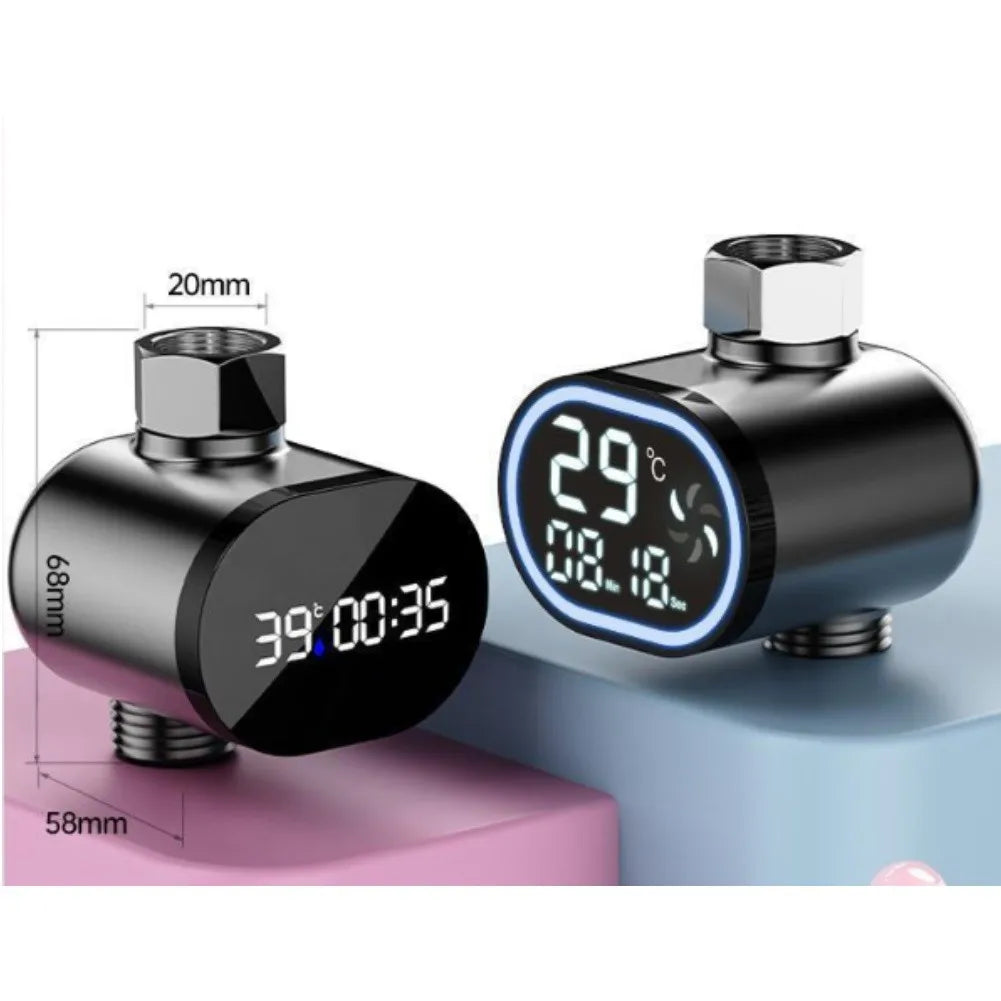 LED Digital Shower Thermometer Temperature Display, Water Flow Powered, Style A