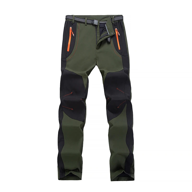 EUMERGX Men Winter Fleece Pants Warm Waterproof Hiking Pants Outdoor Camping Climbing Skiing Soft Shell Windproof Rain Trousers