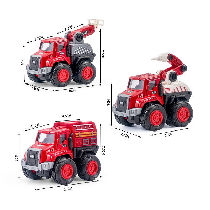 Fire Fighting Vehicle Set Construction City Rescue Fire Ladder Truck Tanker Water Cannon Car Alloy+Plastic Toys for Children