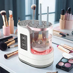 3-in-1 Electric Makeup Brush Cleaner and Dryer Holder, USB Portable, White