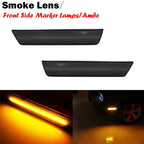 For Dodge Challenger 2008-2014 Clear & Smoked Lens LED Side Marker Lights Dual Row Amber Front Red Rear Side Fender Reflector