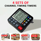 4 Channels Digital Timer Timing Kitchen Timer Learning/Catering Use LCD Display Mute Flashing Timer with Magnetic Back Stand