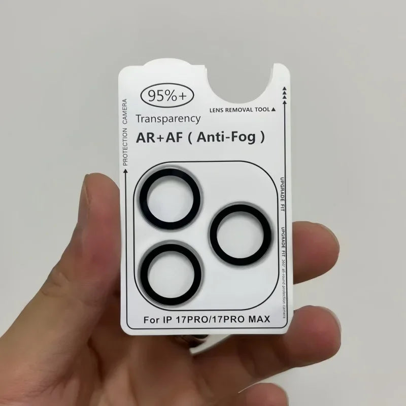 1-3Pcs Removeable AR+AF Camera Lens Ring Glass For IPhone 17 16 Pro Max 17air Metal Lens Protector For 17pro Lens Cover Cap