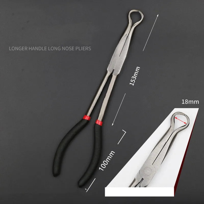 1pc 11-inch High Quality Long Nose Pliers with Curved and Straight Tips - Ideal for Industrial, DIY Applications and Car Repair
