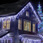 Led Icicle String Lights 4m Street Garland On The House 8 Modes Christmas Lights Outdoor For New Year Christmas Decoration