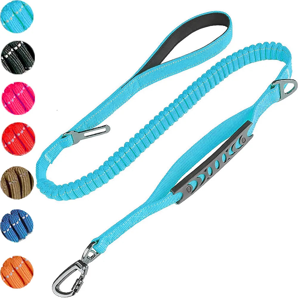 Fashion&cool Heavy Duty Dog Leash Especially Large Dogs，Reflective Dog Walking Training Shock Absorbing Bungee  Car Seat Belt