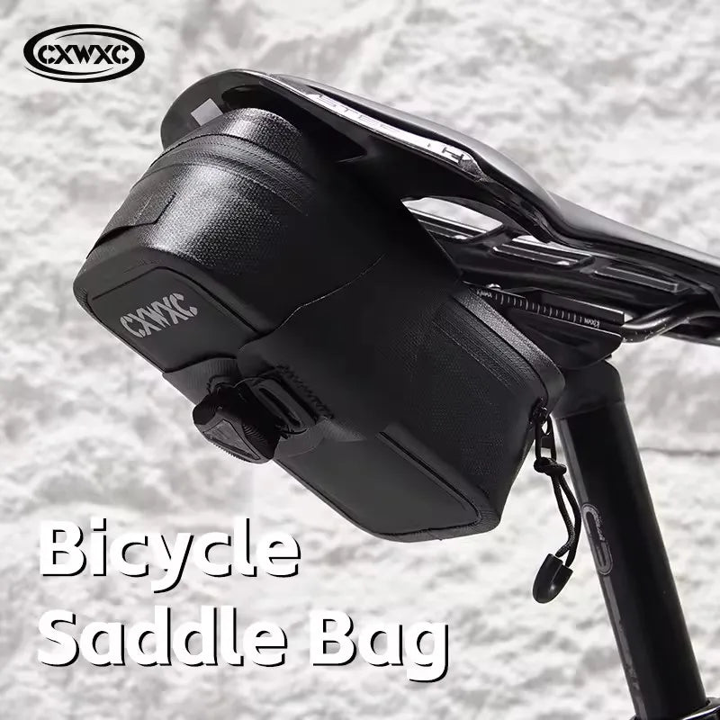 CXWXC TPU Bicycle Saddle Bag 0.6L Self Locking Knob Tail Bag Portable BOA Cycling Bag Waterproof Thick Hardened Mini Bike Bags