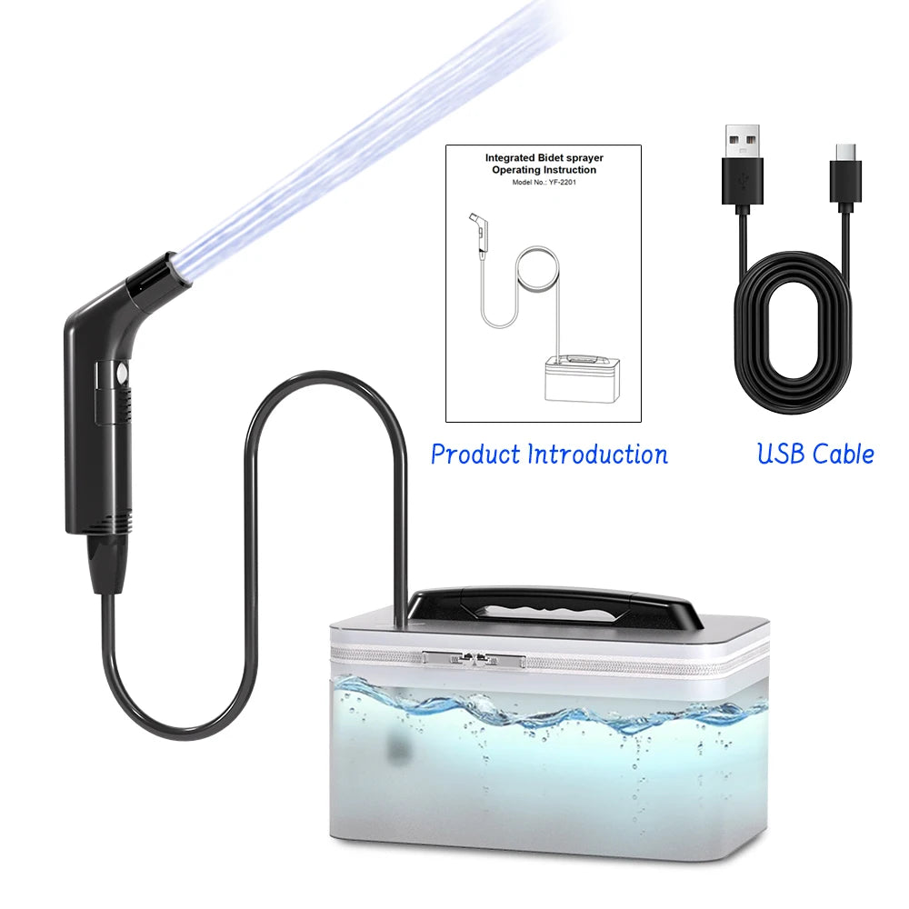 Wower Portable Electric Bidet for Personal Hygiene Cleaning 2.3L Shattaf Rechargeable Travel Camping Bidet Shower Sprayer