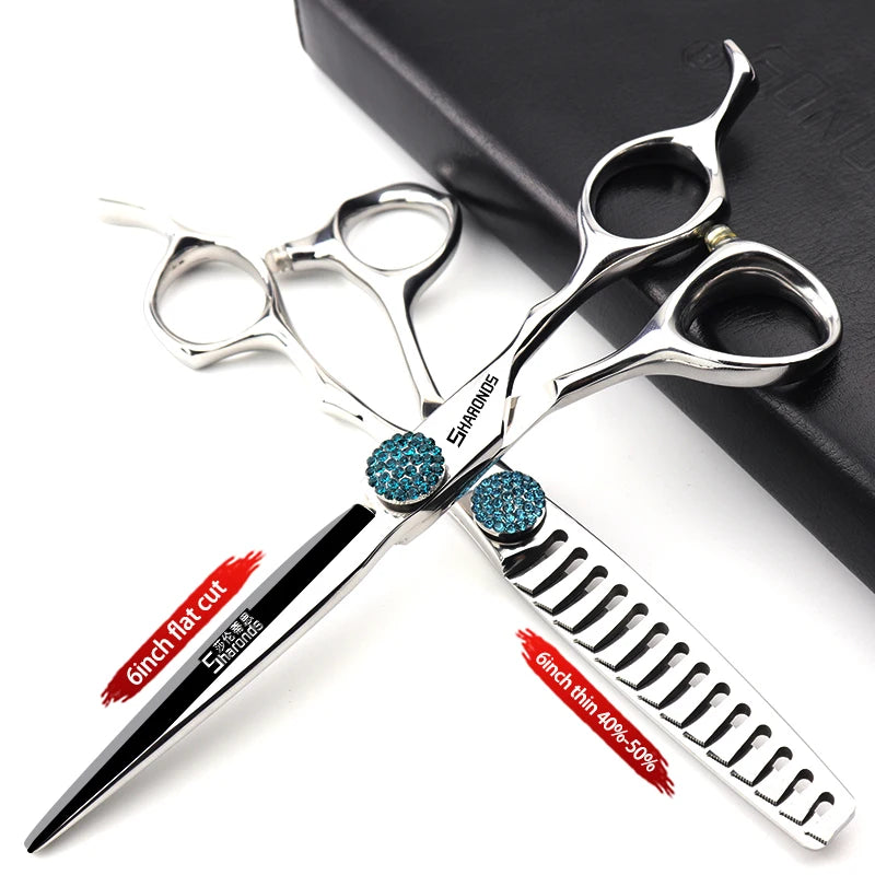 440C Japanese Stainless Hairdressing Scissors 6 Inch / 7 Inch Hair Scissors Right hand Barber Shears Left Handle Hair Cutting